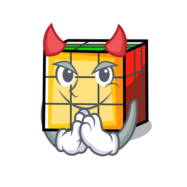 Diabo rubik cubo mascote cartoon — Vetor de Stock