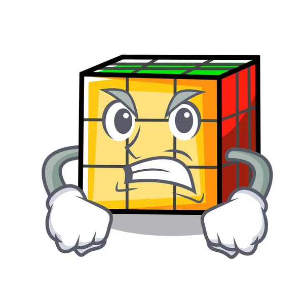 Boos rubik kubus mascotte cartoon — Stockvector