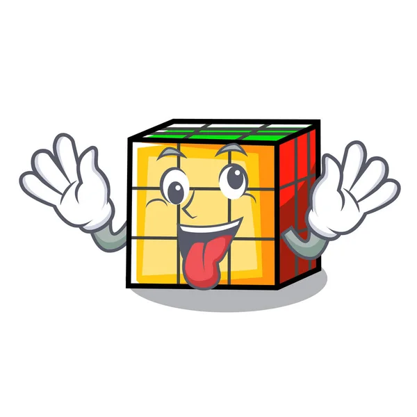 Mascotte de Rubik cube fou dessin animé — Image vectorielle