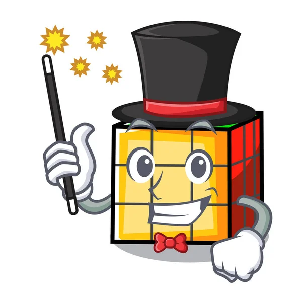 Zauberer Rubik Cube Maskottchen Cartoon Vektor Illustration — Stockvektor