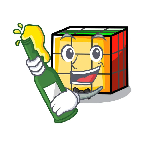 With beer rubik cube mascot cartoon — Stock Vector