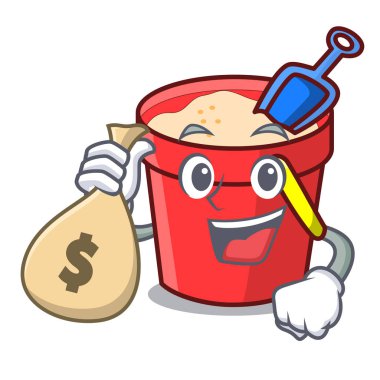 Para çantası kum kova karakter karikatür ile