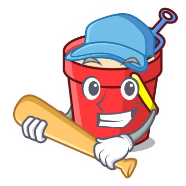 İskambil beyzbol kum kova karakter karikatür