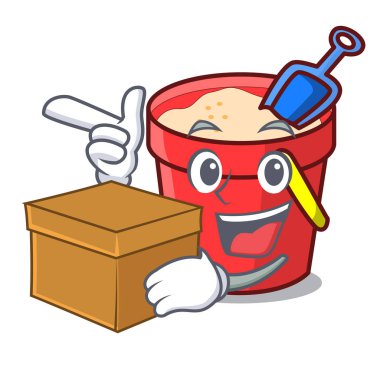 Kutusu kum kova karakter karikatür ile