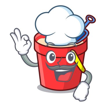 Şef kum kova karakter karikatür