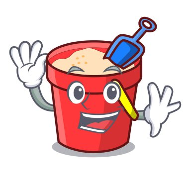 Kum kova karakter karikatür sallayarak