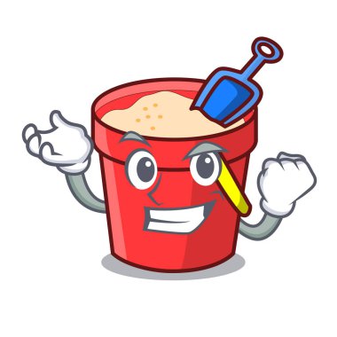 Başarılı kum kova karakter karikatür