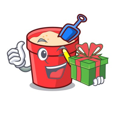 Hediye kum kova maskot karikatür ile