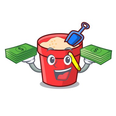 Para kum kova maskot karikatür ile