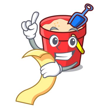 Menü kum kova maskot karikatür ile