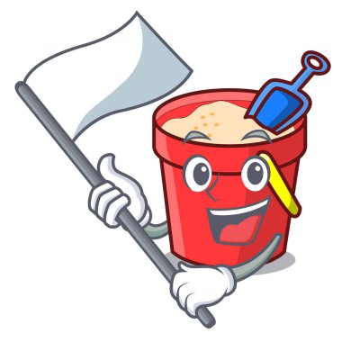 Bayrak kum kova maskot karikatür ile