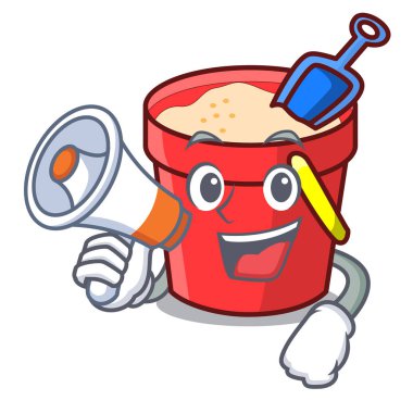 Megafon kum kova karakter karikatür ile