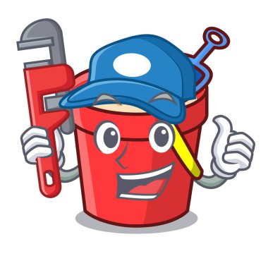 Tesisatçı kum kova maskot çizgi film