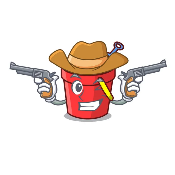 Cowboy sable seau personnage dessin animé — Image vectorielle