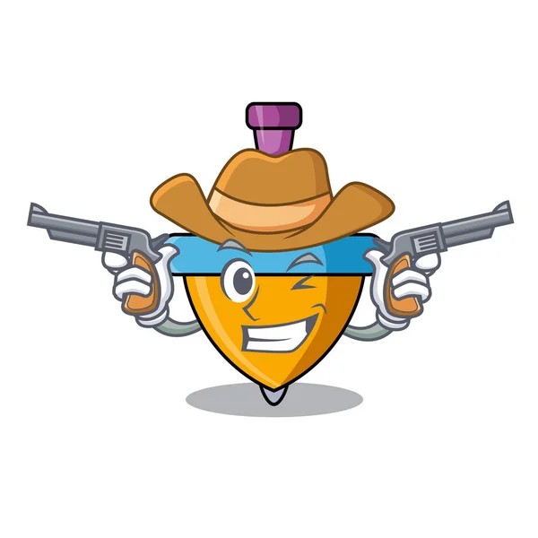 Cowboy spinning top karakter cartoon — Stockvector