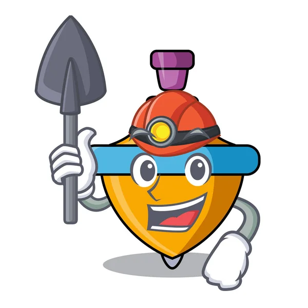 Miner spinning top mascot cartoon — Stock Vector