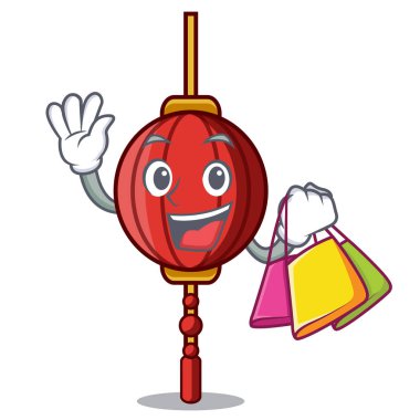 Çince fener karakter karikatür alışveriş