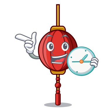 Saat Çince fener karakter karikatür ile