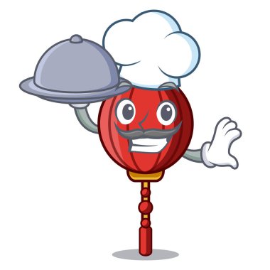 Şef yemek Çinliler fener maskot karikatür ile