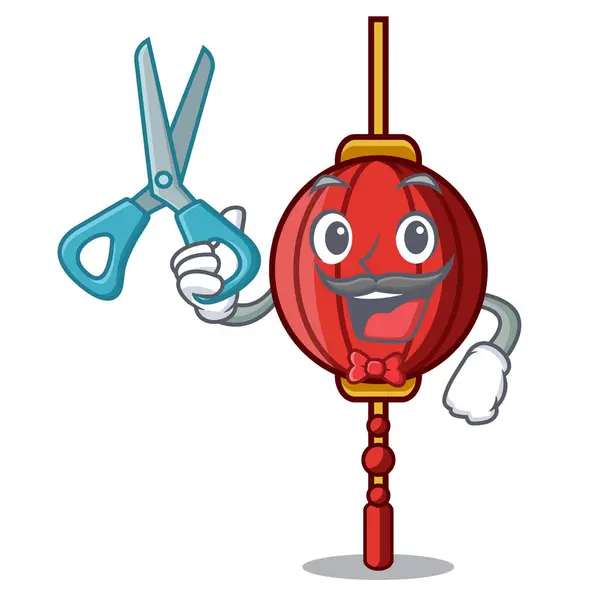 Barber chinese lantern character cartoon — Stock Vector