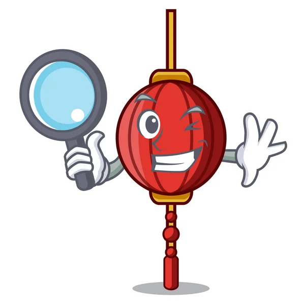 Detective chinese lantern character cartoon — Stock Vector