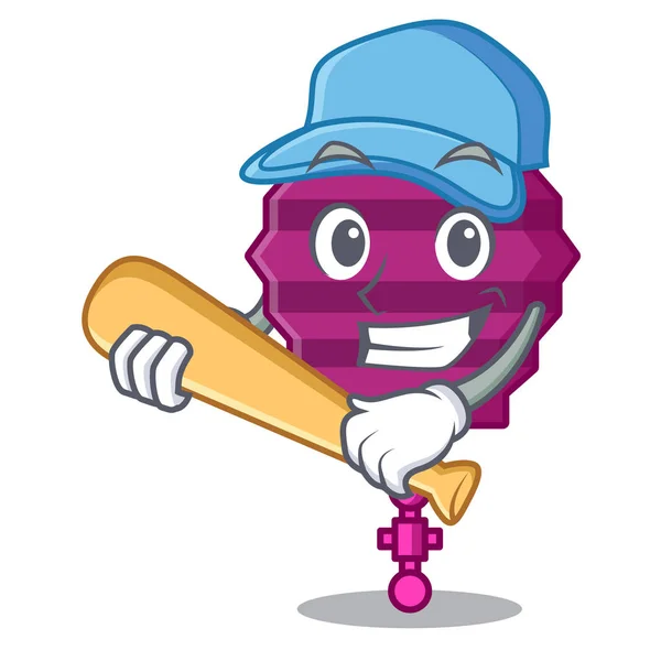 Jouer au baseball lanterne de papier personnage dessin animé — Image vectorielle