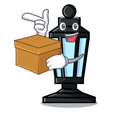 Kutusu sokak lambası karakter karikatür ile