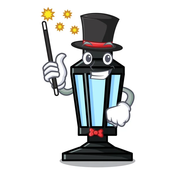 Magician rua lâmpada mascote cartoon —  Vetores de Stock