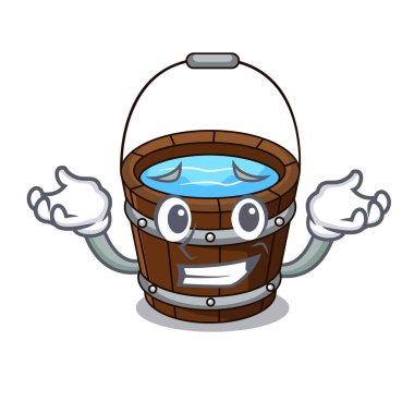 Grinning wooden bucket character cartoon clipart