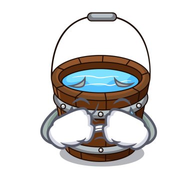 Tahta kova maskot karikatür ağlıyor