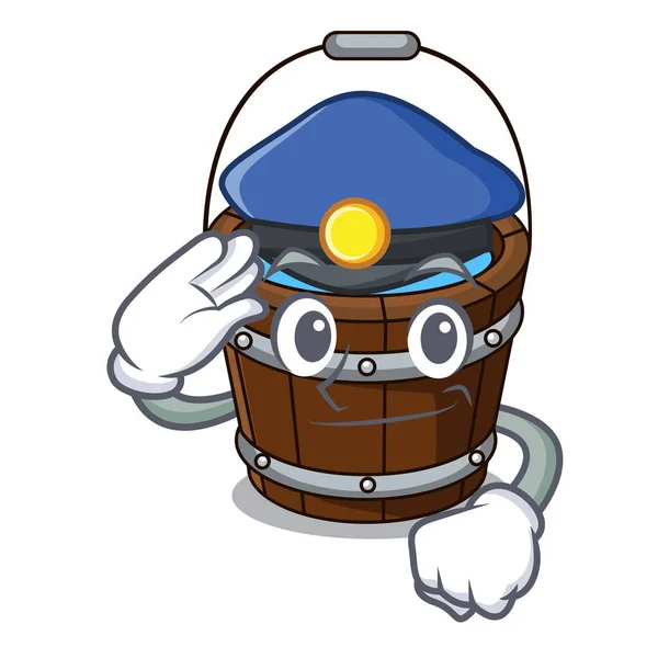 Policía cubo de madera personaje de dibujos animados — Vector de stock