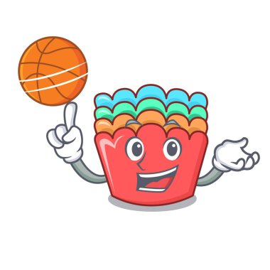 Basketbol ile pişirme kalıpları karikatür karakter