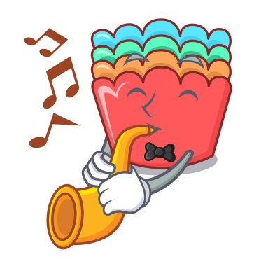 Trompet ile pişirme maskot karikatür kalıpları