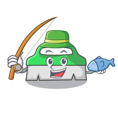 Balık tutma fırçalayın fırça maskot çizgi film