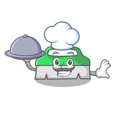 Şef gıda ile fırçalayın fırça maskot çizgi film