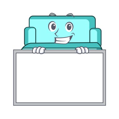 Tahta kanepe karakter karikatür tarzı ile sırıtarak