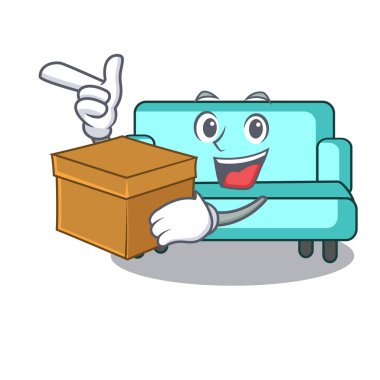 Kutusu kanepe karakter karikatür tarzı ile