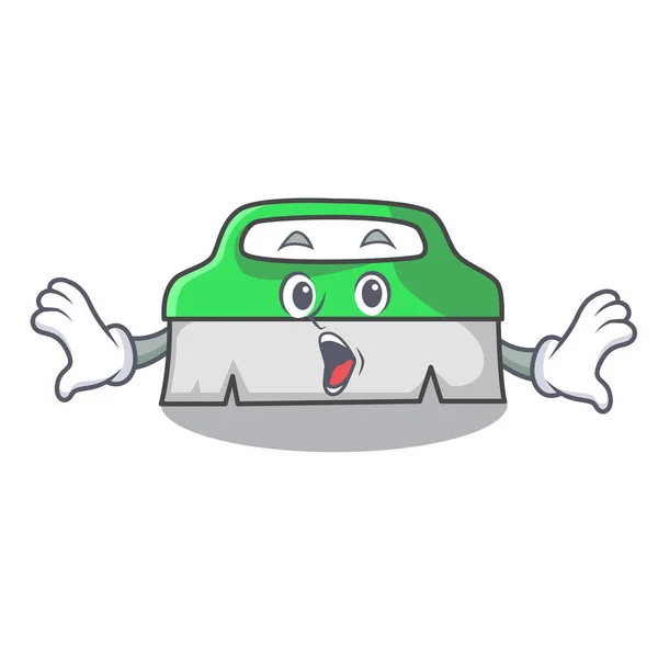 Esfoliação surpresa escova mascote desenhos animados — Vetor de Stock