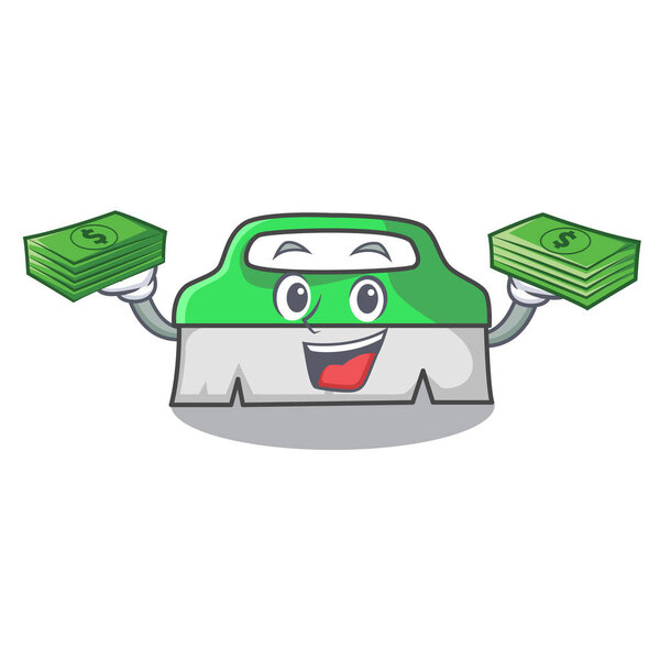 With money scrub brush mascot cartoon