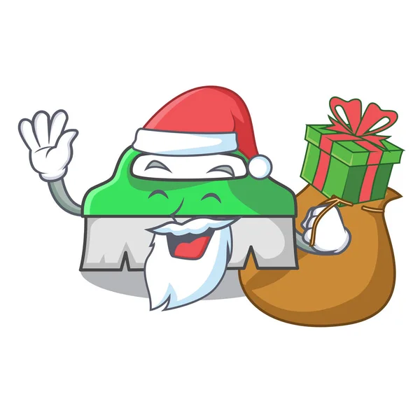 Santa avec brosse cadeau gommage mascotte dessin animé — Image vectorielle