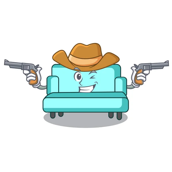 Cowboy sofa character cartoon style — Stock Vector