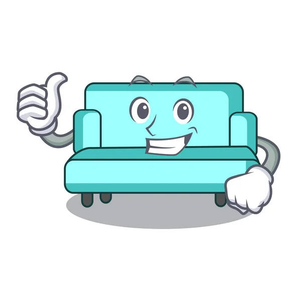 Pollici sul divano personaggio stile cartone animato — Vettoriale Stock