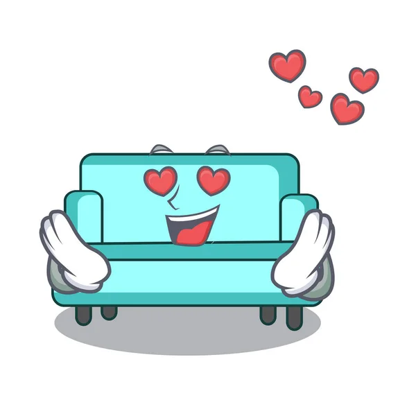 Liefde Sofa Mascotte Cartoon Stijl Vectorillustratie — Stockvector