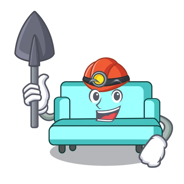 Miner sofa mascot cartoon style — Stock Vector