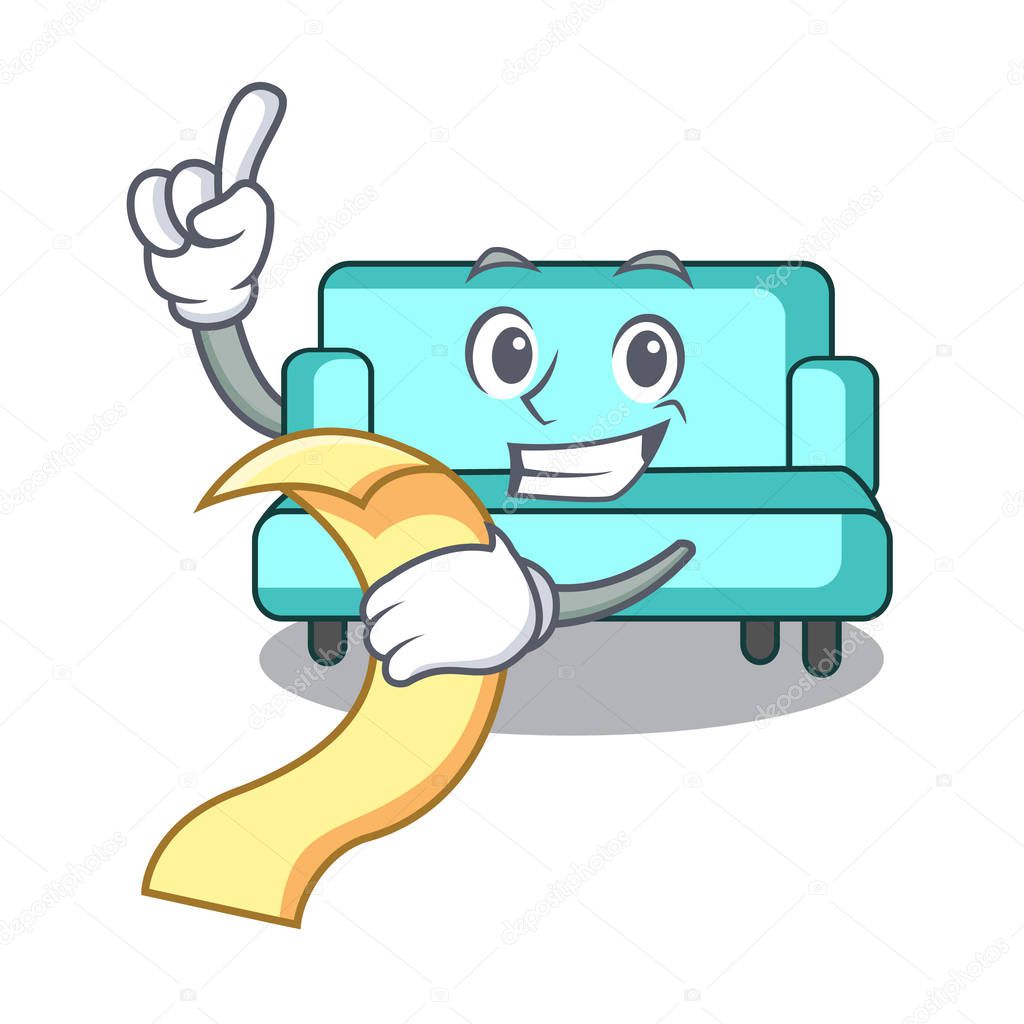 With menu sofa mascot cartoon style