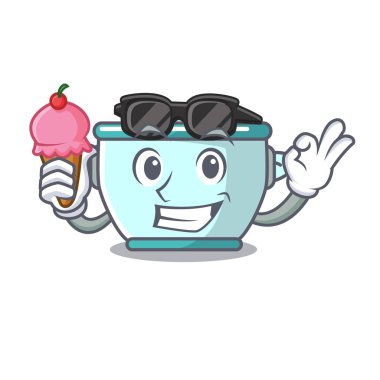 Dondurma çelik tencere karakter karikatür ile