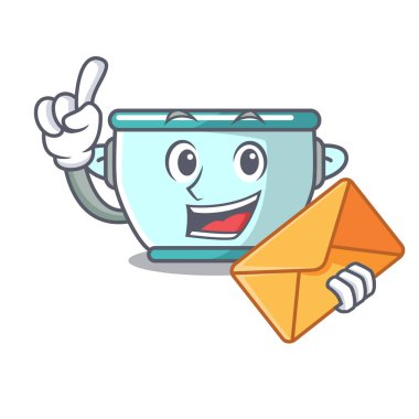 Zarf çelik tencere karakter karikatür ile