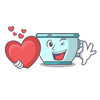 Kalp çelik tencere maskot karikatür ile