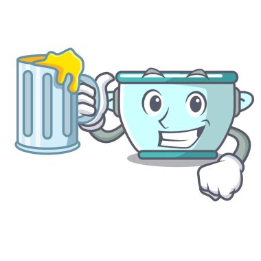 Suyu çelik tencere maskot karikatür ile