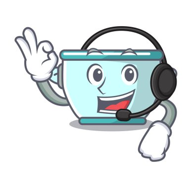 Kulaklık çelik tencere maskot karikatür ile